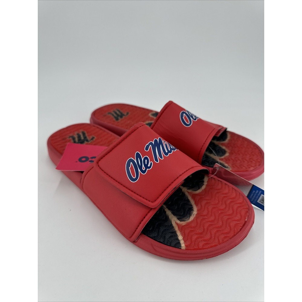 Ole Miss Sandals Red Blue Rebels NCAA FOCO Gel Cushioned Slides Men's M 9-10 NEW